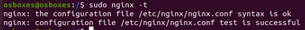 sudo nginx t para verificar há erros de sintaxe nos arquivos do Nginx