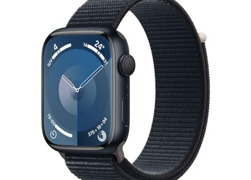 Apple Watch Series 9 GPS • Caixa meia-noite de alumínio – 45 mm • Pulseira loop esportiva meia-noite