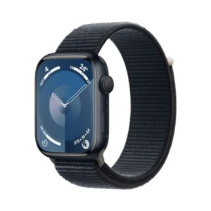 Apple Watch Series 9 GPS • Caixa meia-noite de alumínio – 45 mm • Pulseira loop esportiva meia-noite
