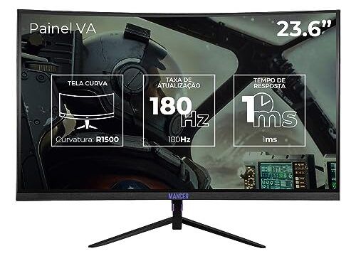Monitor Gamer Mancer Valak Z180H, 24 Pol. VA, Curvo, FHD, 1ms, 180Hz, FreeSync e G-Sync, HDMI/DP, MCR-VKZ180H-BL01