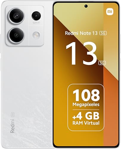 Xiaomi Redmi Note 13 5G - 8 + 256 GB, tela AMOLED FHD + 120 Hz de 6,67 ", MediaTek Dimensity 6080, câmera tripla de até 108 MP, carregamento rápido de 33 W (versão global) (Branco)