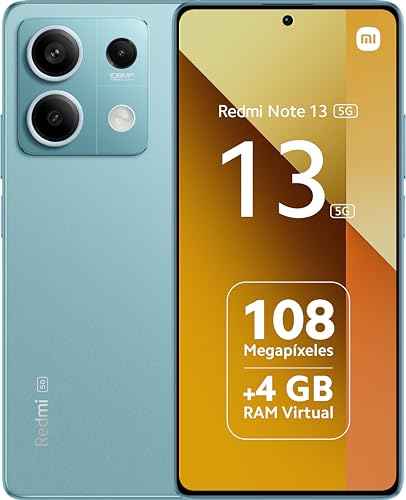 Xiaomi Redmi Note 13 5G - 8 + 256 GB, tela AMOLED FHD + 120 Hz de 6,67 ", MediaTek Dimensity 6080, câmera tripla de até 108 MP, carregamento rápido de 33 W (versão global) (Cerceta oceano)