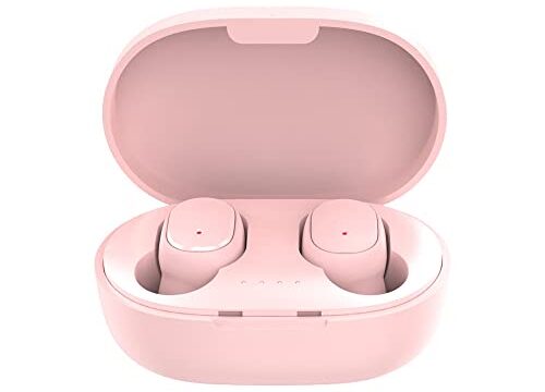 Fones de ouvido intra-auriculares sem fio BT 5.0 Fones de ouvido esportivos leves para iOS/Android Som estéreo Hi-Fi, rosa