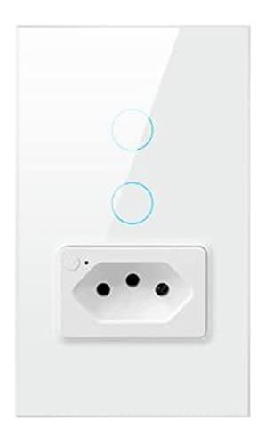 Interruptor Tomada Inteligente Touch - Alexa, Google e Siri (Branco 2 Botões)