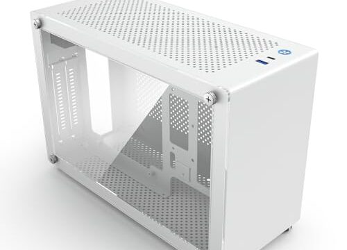KXRORS GU7 SFX Capa Mini-ITX com fator de forma pequeno, painel de vidro temperado, painel frontal moderno E/S USB 3.0 / porta tipo C, capa portátil de alumínio para computador