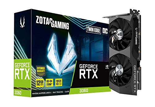 ZOTAC Placa de vídeo Gaming GeForce RTX 3060 Twin Edge OC 12GB GDDR6 192-bit 15 Gbps PCIE 4.0, refrigeração IceStorm 2.0, controle ativo do ventilador, parada de congelamento ZT-A30600H-10M