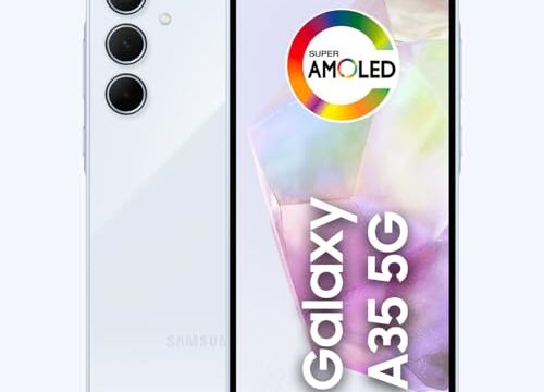 Samsung Galaxy A35 5G, Câmera Tripla Traseira de até 50MP, Selfie de 13MP, Nightography, Apagador de objetos, Design em vidro e IP67, Tela Super AMOLED de 6.6" 120Hz Vision Booster, 128GB - Azul Claro