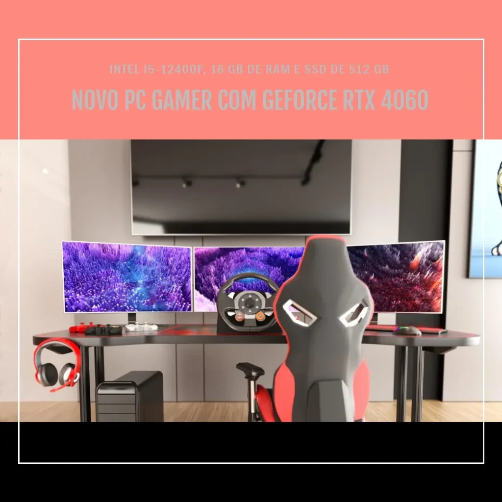 PC Gamer Intel i5-12400F, GeForce RTX 4060, 16GB RAM e SSD 512GB