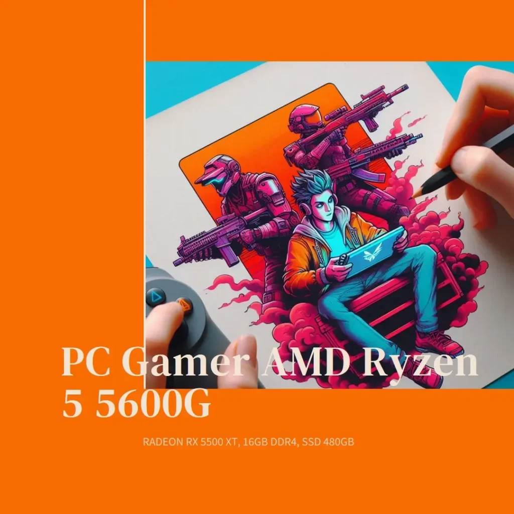 PC Gamer AMD Ryzen 5 5600G, Radeon RX 5500 XT, 16GB DDR4, SSD 480GB