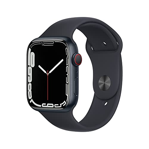 Apple Watch Series 7 (GPS + Cellular), Caixa em alumínio meia-noite de 45 mm com Pulseira esportiva meia-noite