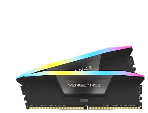 CORSAIR Memória de computador Vengeance RGB DDR5 RAM 64GB (2x32GB) 6000MHz CL38 Intel XMP iCUE compatível - Preto (CMH64GX5M2B6000C38)
