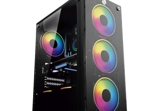 Gabinete Gamer Hayom, 4 Fans rgb, Lateral e Frontal Em Vidro Temperado, Preto - GB1749