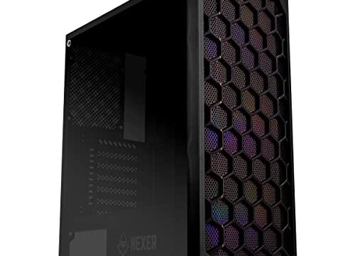 Gabinete Gamer Mancer Hexer, Rainbow, Mid-Tower, Lateral de Vidro, Com 3 Fans, Preto, MCR-HEX-RB01