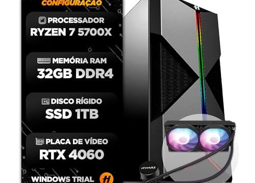PC GAMER HERTZ® RYZEN 7 5700X WATER COOLER 240MM 32GB SSD 1TB RTX 4060 8GB GABINETE GAMER