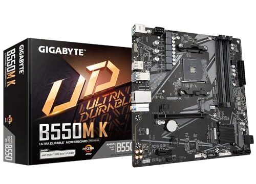 PLACA-MÃE GIGABYTE B550M, AM4 4XDDR4(MÁX128GB), 4 SATA, 1 M.2, 2XUSB 3.2, 4XUSB 2.0, 1XHDMI