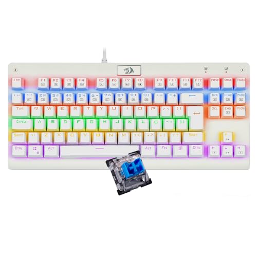 Redragon, K568W-R (PT-BLUE), Teclado Mecânico Gamer Dark Avenger, Rainbow Switch, Branco Lunar White