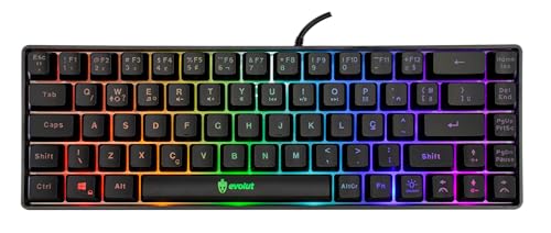Teclado Gamer Slim 60% Evolut Fay Eg211 Qwerty Porutguês Brasil Backlight Luz Rainbow Rgb - EVOLUT