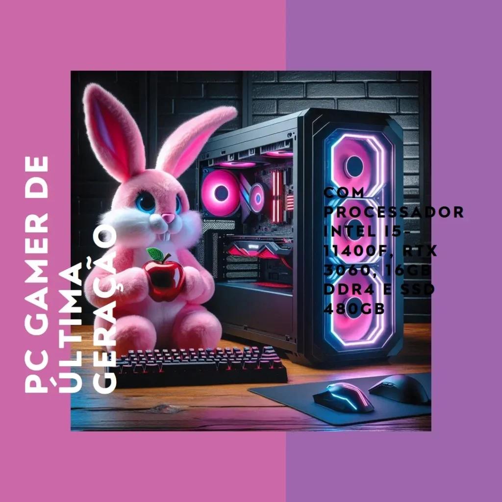 PC Gamer Intel i5-11400F, RTX 3060, 16GB DDR4 e SSD 480GB