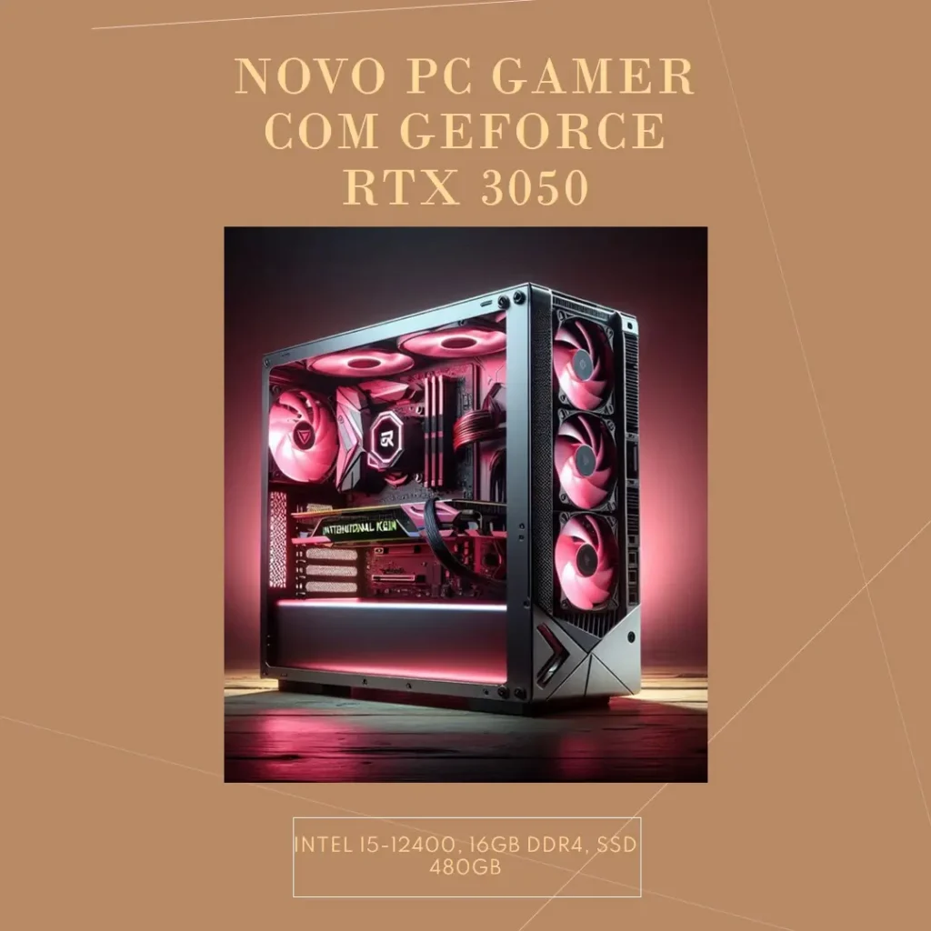 PC Gamer Intel i5-12400, GeForce RTX 3050, 16GB DDR4, SSD 480GB