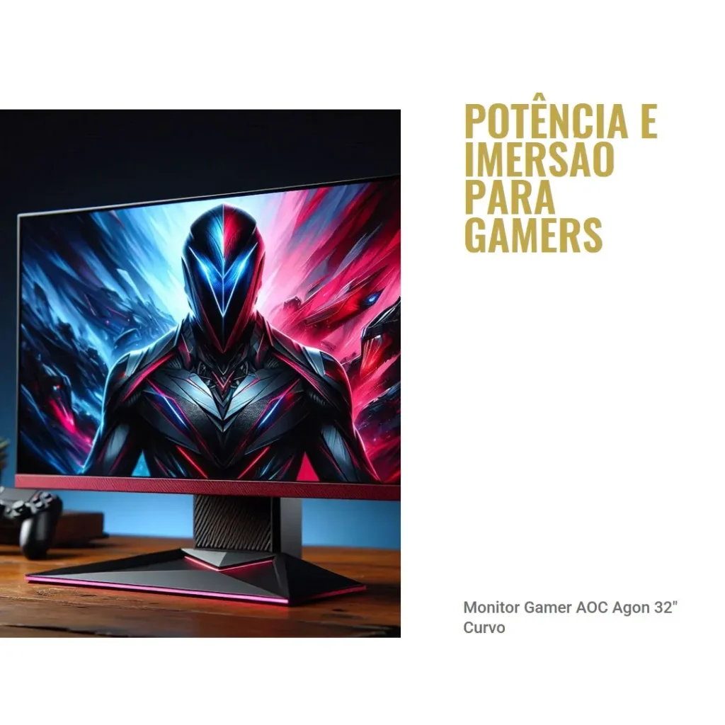 Monitor Gamer AOC Agon 32" Curvo 165Hz 1ms FreeSync AG323FCXE: Potência e Imersão para Gamers