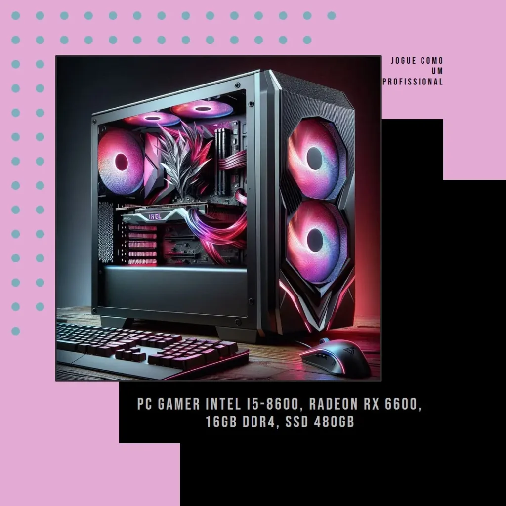 PC Gamer Intel i5-8600, Radeon RX 6600, 16GB DDR4, SSD 480GB