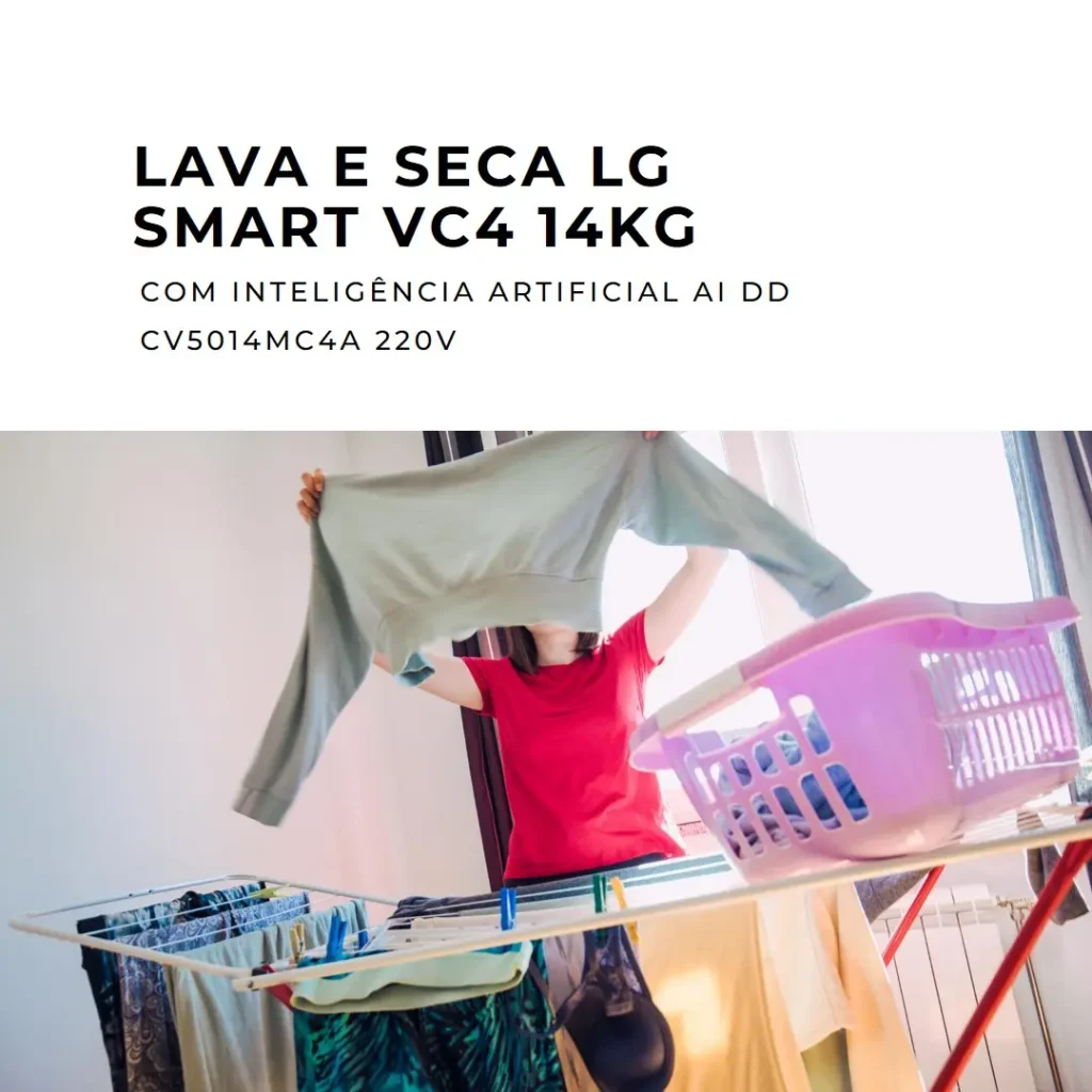Lava e Seca LG Smart VC4 14kg Titanium Com Inteligência Artificial AI DD CV5014MC4A 220V