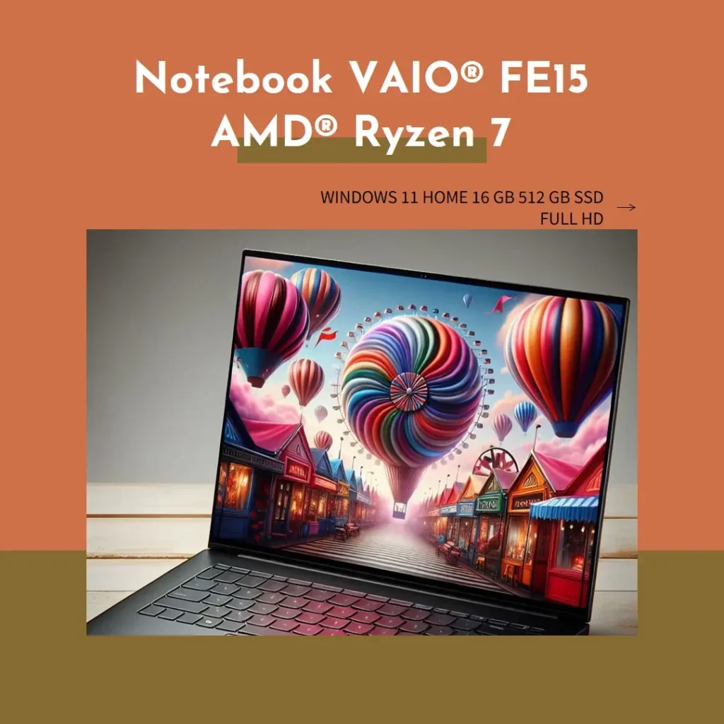 Notebook VAIO® FE15 AMD® Ryzen 7 Windows 11 Home 16GB 512GB SSD Full HD