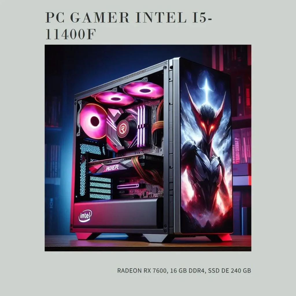 PC Gamer Intel i5-11400F, Radeon RX 7600, 16GB DDR4, SSD 240GB