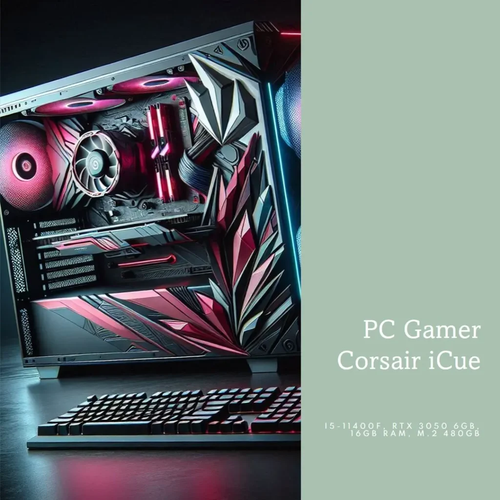 PC Gamer Corsair iCue, i5-11400F, RTX 3050 6GB, 16GB RAM, M.2 480GB