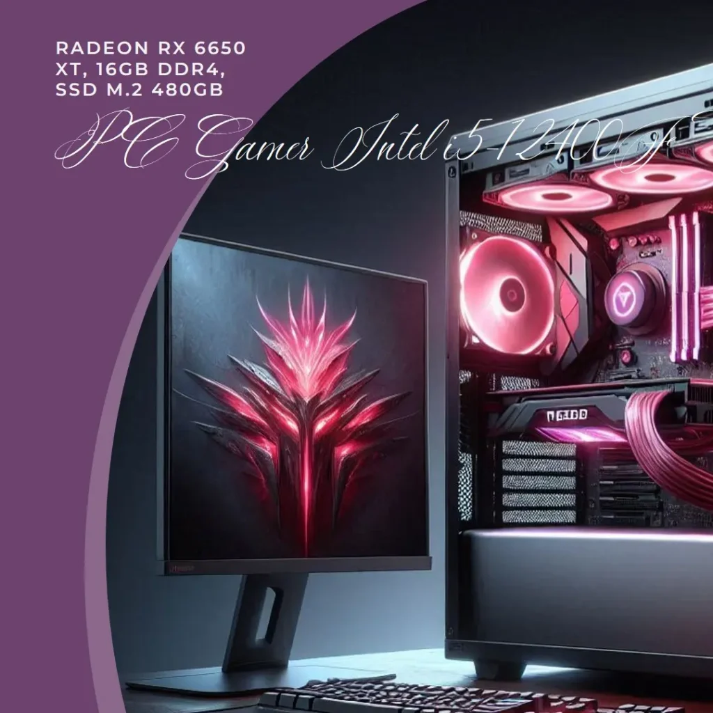 PC Gamer Intel i5-12400F, Radeon RX 6650 XT, 16GB DDR4, SSD M.2 480GB