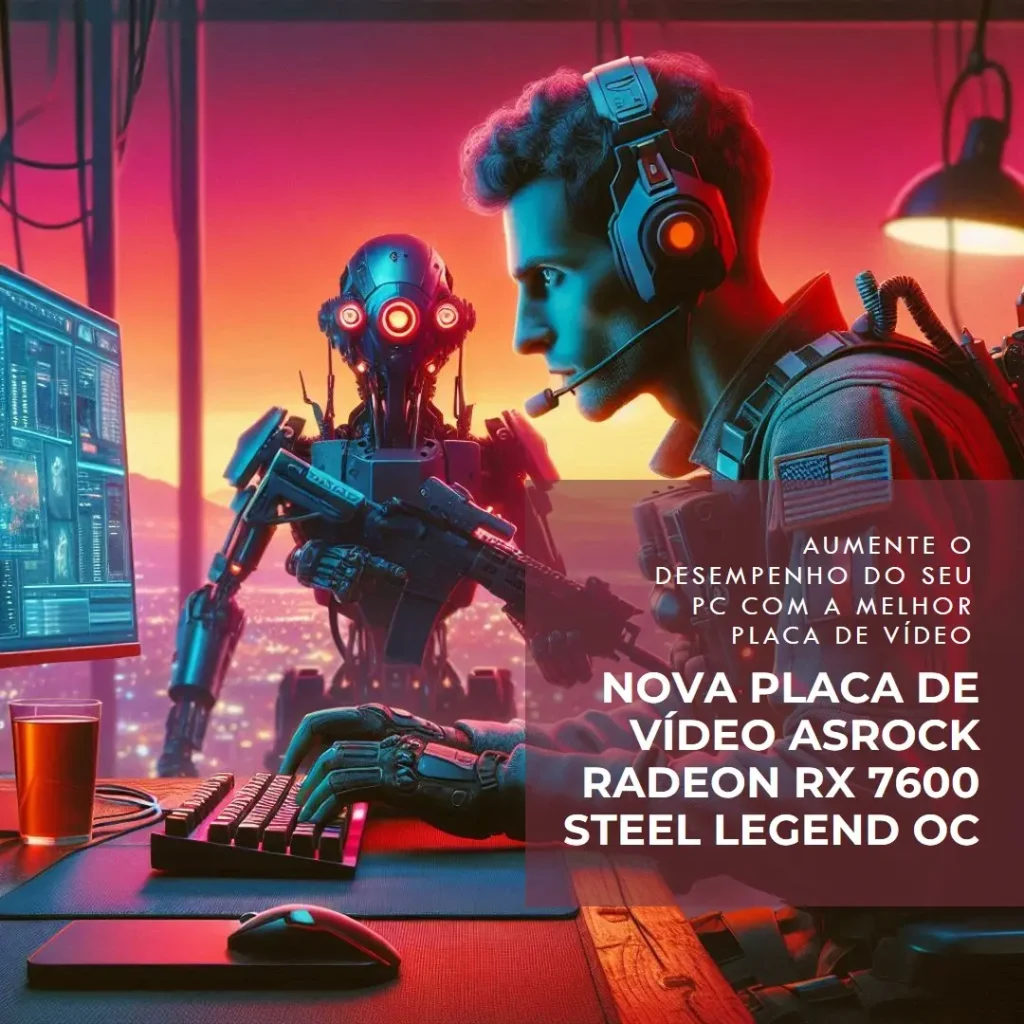 Placa de Vídeo ASRock Radeon RX 7600 Steel Legend OC, 8GB, GDDR6, 128-Bit, FSR, Ray Tracing