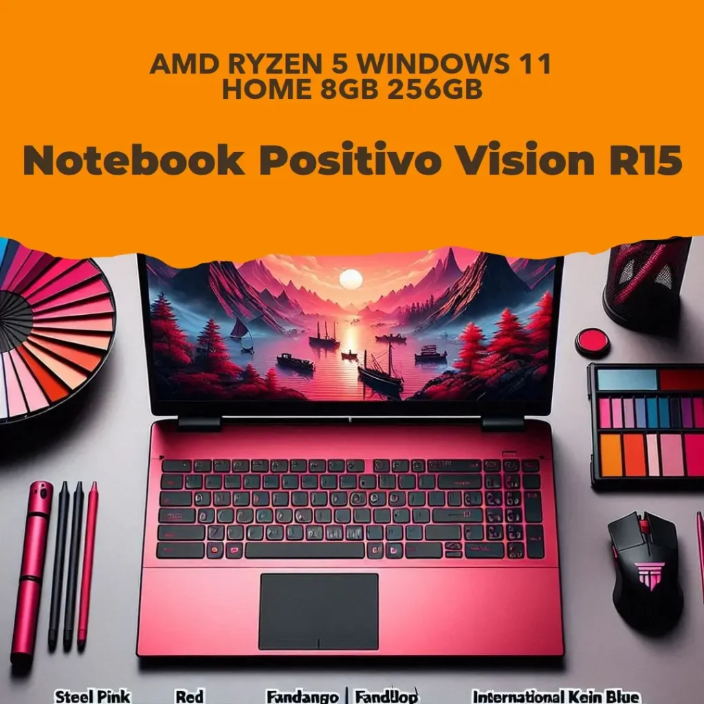 Notebook Positivo Vision R15 AMD Ryzen 5 Windows 11 Home 8GB 256GB, Lumina Bar, Tela 15” Full HD Antirreflexo