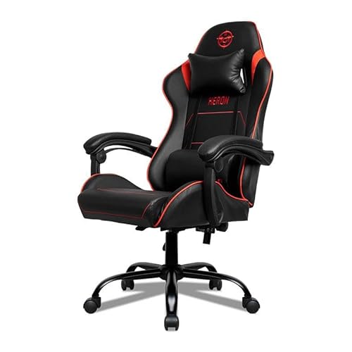 Cadeira Gamer TGT Heron TC, Espuma Moldada, Almofadas para Lombar e Pescoço, Suporta até 120kg, Ajuste de inclinação, Braço Fixo, Preto e Vermelho, TGT-HRTC-BR02