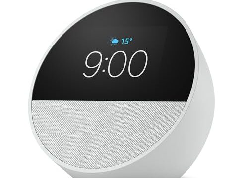 Novo Echo Spot com Alexa (2024) | Despertador inteligente com som vibrante | Cor Branca