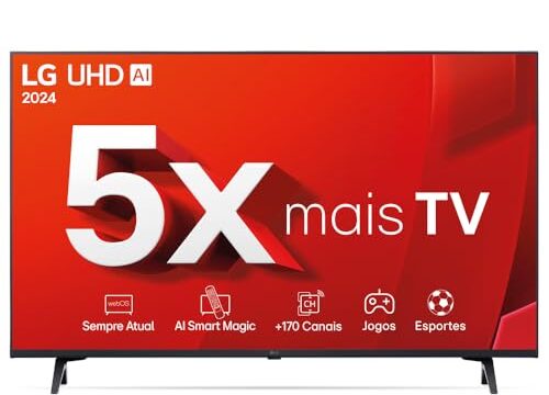 Smart TV 4K 43" LG UHD 43UT8000 Processador α5 Ger7 AI Alexa/Chromecast integrado Otimizador de Jogos webOS 24 compatível com Controle Smart Magic
