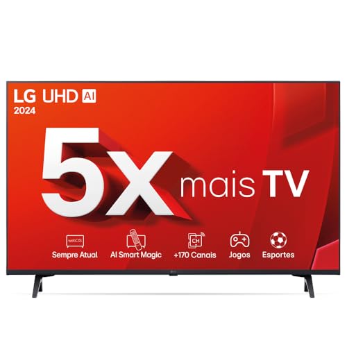 Smart TV 4K 43" LG UHD 43UT8000 Processador α5 Ger7 AI Alexa/Chromecast integrado Otimizador de Jogos webOS 24 compatível com Controle Smart Magic