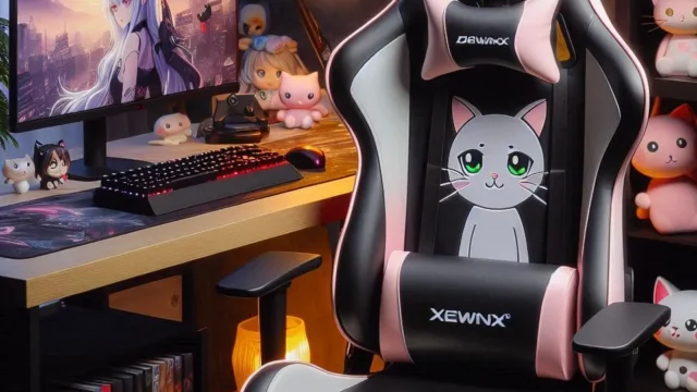 Dowinx Cadeira Gamer com Orelhas de Gato e Suporte Lombar de Massagem