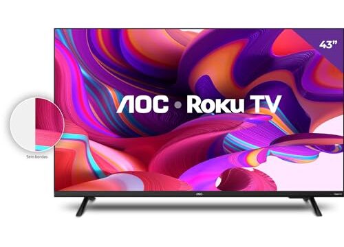 AOC 43S5135/78G - Smart TV LED 43" Full HD, Design sem bordas, Wifi, Conversor Digital, USB, HDMI