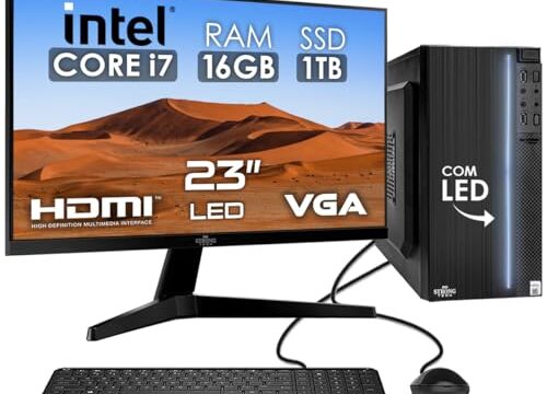 Computador Completo Intel Core i7 16GB SSD 1TB Monitor 23" 4 Núcleos Super Turbo Pc Hdmi Teclado e Mouse Strong Tech