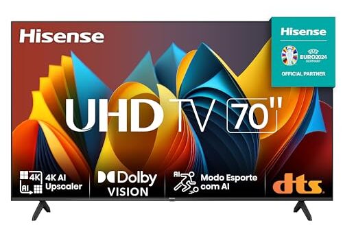 Hisense Smart TV UHD 4K DLED 70" Polegadas 70A6K com HDR10+ Dolby Vision Game Mode Controle por Voz Alexa Built-In AirPlay