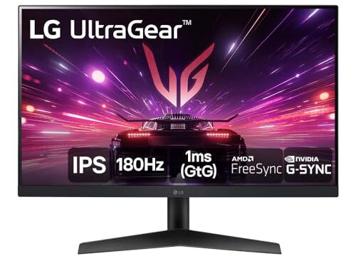 Monitor Gamer LG UltraGear 24” IPS, Full HD, 180Hz, 1ms (GtG), HDMI, DisplayPort, HDR10, sRGB 99%, NVIDIA® G-SYNC®, AMD FreeSync™ - 24GS60F-B