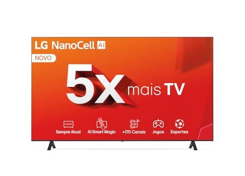 Smart TV 4K 65" LG NanoCell 65NANO80T Processador α5 Ger7 AI Hub de Esportes Alexa/Chromecast integrado webOS 24 Controle Smart Magic