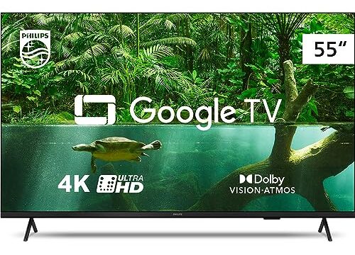 Smart TV Philips 55" 4K 55PUG7408/78, Google TV, Comando de Voz, Dolby Vision/Atmos, VRR/ALLM, Bluetooth
