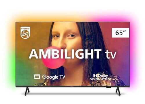 Smart TV Philips Ambilight 65" 4K 65PUG7908/79, Google TV, Comando de Voz, Dolby Vision/Atmos, VRR/ALLM, Bluetooth