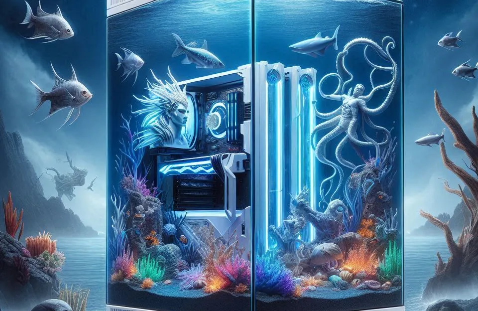 Gabinete Gamer K-MEX Aquário Poseidon CG-W1G4 Branco ATX