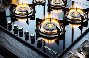 Fischer Cooktop à Gás 5 Bocas Tripla Chama: Mesa de Vidro Preto