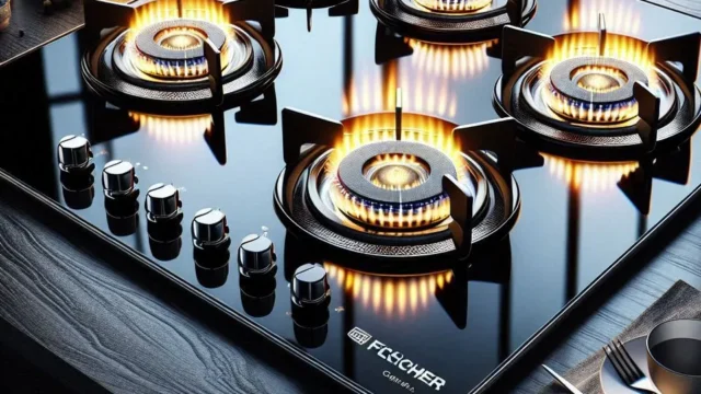 Fischer Cooktop à Gás 5 Bocas Tripla Chama: Mesa de Vidro Preto