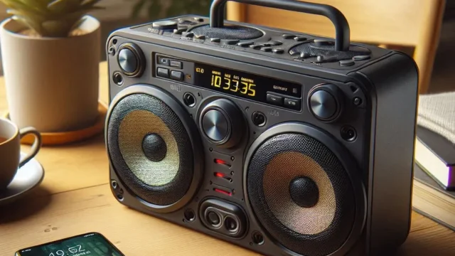 AIWA Boombox BBS01: Potência de 200W, Bluetooth 5.3 e 30h de Bateria
