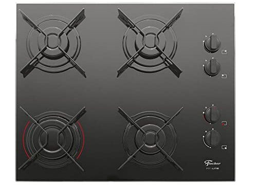 FISCHER COOKTOP À GÁS 4 BOCAS FIT LINE MESA VIDRO PRETO BIVOLT - 26342-57175