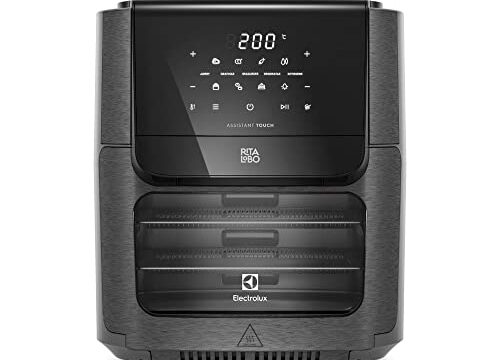 Fritadeira Elétrica sem oleo Forno Oven Airfryer 12L digital receita programada 2 bandejas espeto giratório 1700W Electrolux EAF90 Grafite 127v